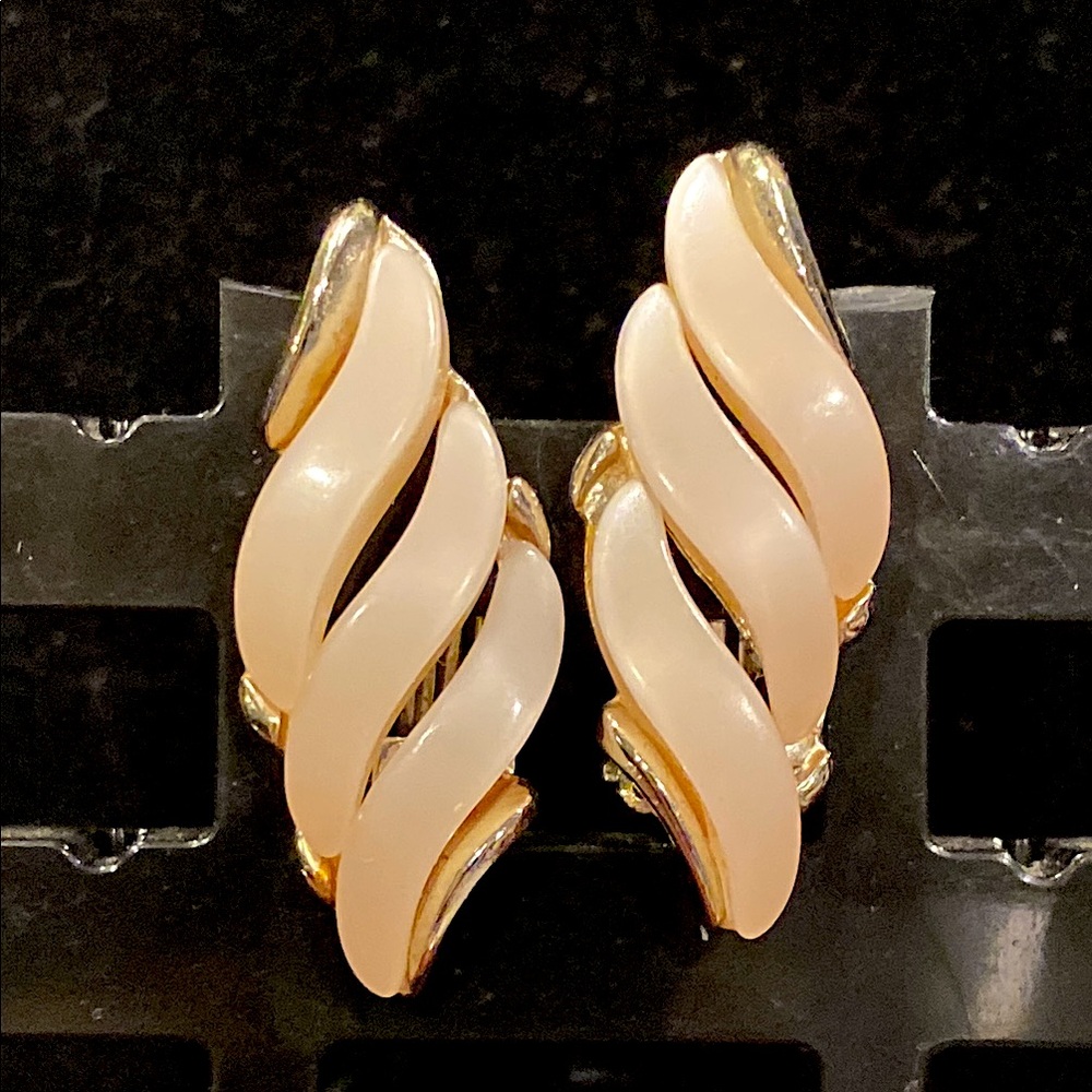 Claudette Thermoset Clip Earrings with Silver Tone Accents
